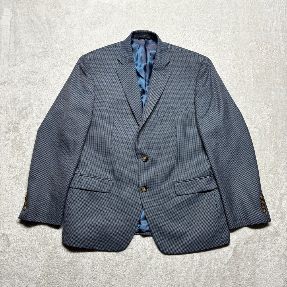 Lauren Ralph Lauren Blazer Mens 42S Houndstooth Stretch Blue & Black Sports Coat